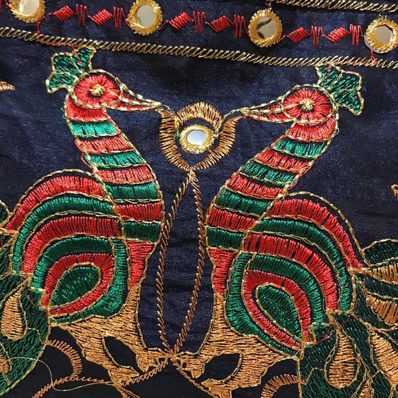 NWOT Embroider Unique Dark Blue Indian Tote - Picture 2 of 3